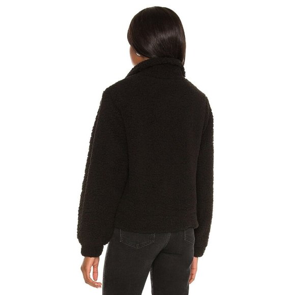 Blank NYC Jacket Black High Collar Sherpa SOFT Button Snap - Picture 3 of 11